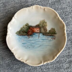 Laura Urban Vintage 1983 Scenic Outdoor Watermill Art Miniature Plate Decorative